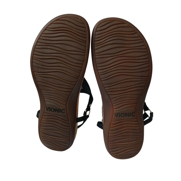 Vionic Kirra Thong Sandals Black Leather Adjustable Strap Comfort Women Size 8 - Picture 6 of 7